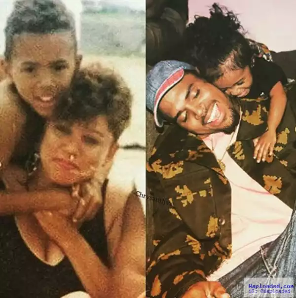 Chris Brown shares photo with his daughter and throwback photo with his mum